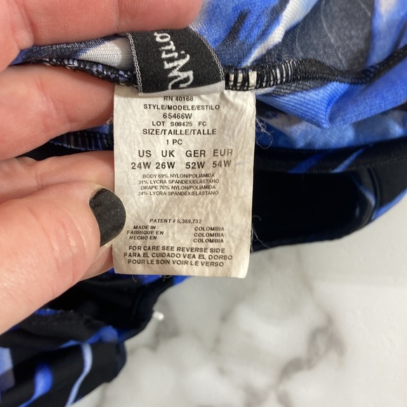 Miraclesuit One Piece Swimsuit Women Size 24W Blue Black Ruched Twist Front Wire - Picture 9 of 10